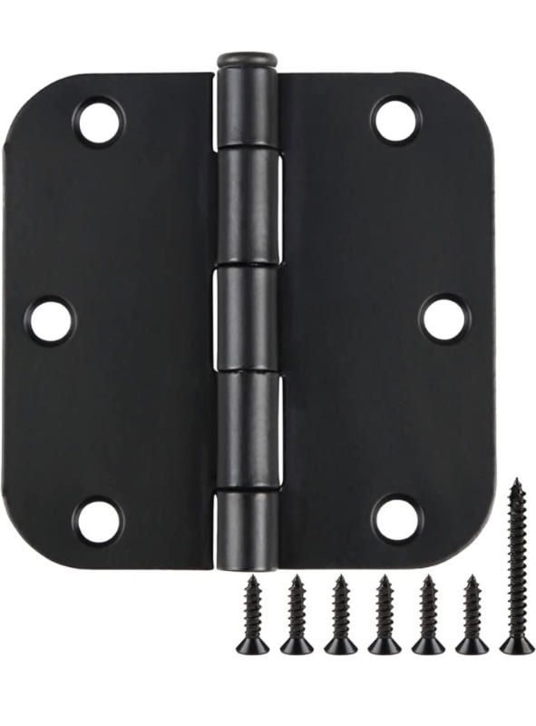 Photo 1 of 18 Pack Matte Black Door Hinges 3.5 x 3.5 Inch Interior 3 1/2 Inch Door Hinges for Doors Rounded 5/8" Radius Corners Flat Iron Hinge 3 ½"x 3 ½" Door Hardware Controls