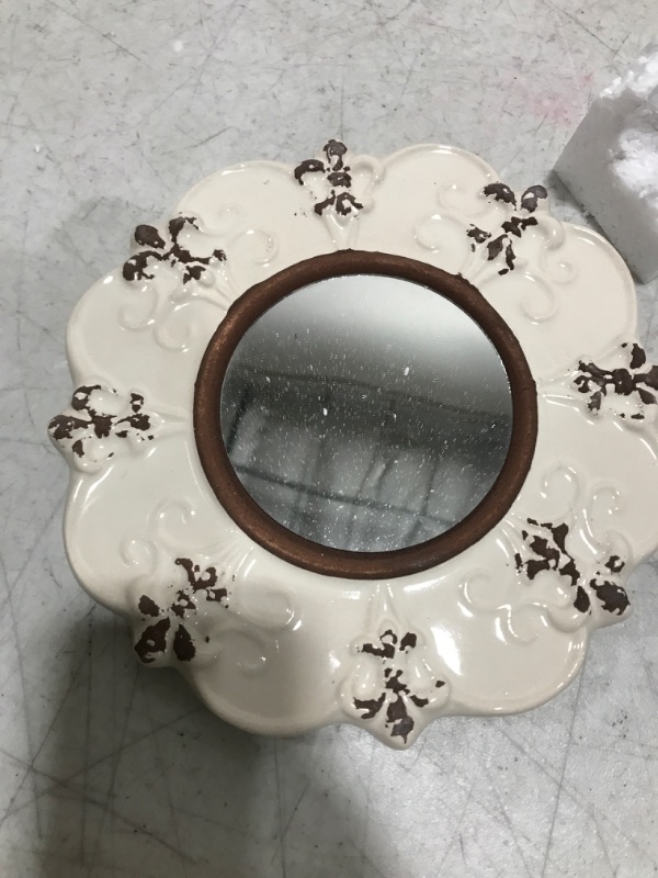 Photo 2 of 8 Decorative Ceramic Wall Mirror Ivory - Stonebriar Collection