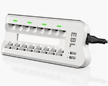 Photo 1 of EBL Smart 8 Bay AA AAA Battery Charger for NiMH NiCD Rechargeable Batteries Build-in 2 USB Fast Charging Ports