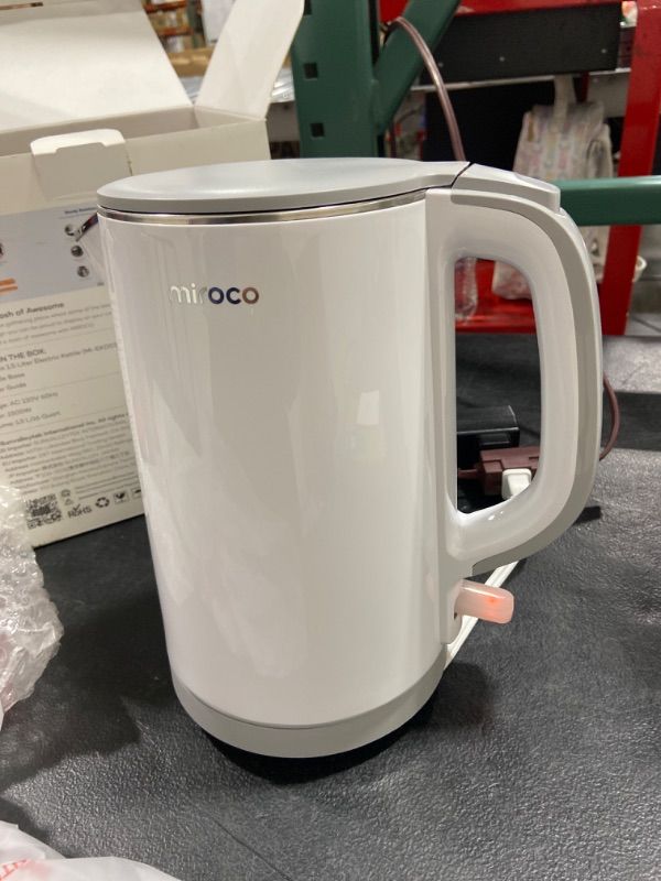 Photo 2 of Electric Kettle, Miroco Double Wall 100% Stainless Steel Cool Touch Tea Kettle with 1500W Fast Boiling Heater, Cordless with Auto Shut-Off & Boil Dry
