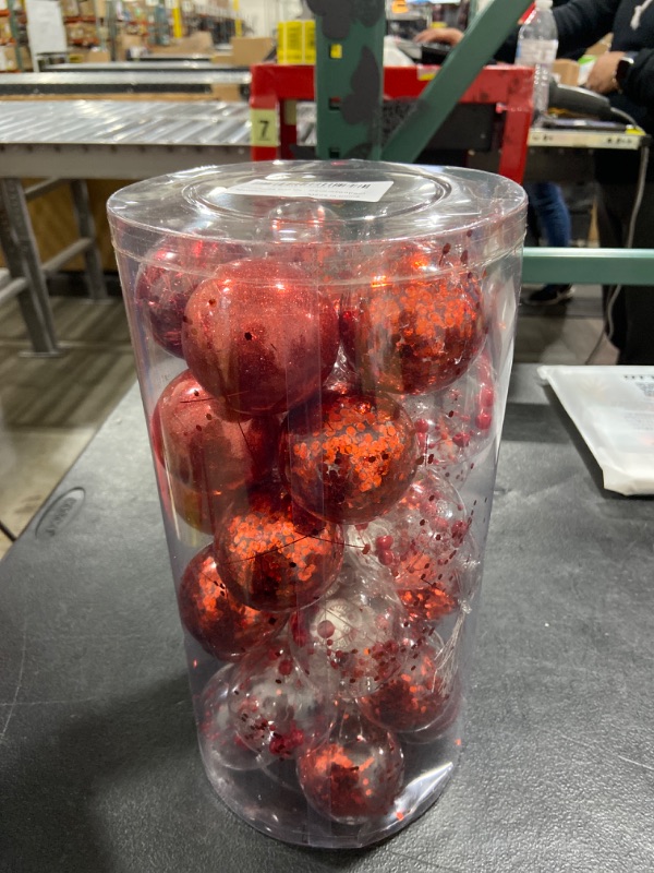 Photo 1 of 60mm/2.36" Christmas Ball Ornaments, 30PCS Shatterproof Decorative Hanging Ball Ornament with Stuffed Delicate Decorations, Xmas Tree Balls for Halloween Holiday Party Thankgiving (Red)
