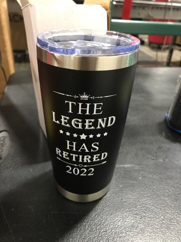 Photo 2 of 2022 Retirement Gift for Women Men Coworker -20oz Stainless Steel Wine Tumblers With A Word "THE LEGEND HAS RETIRED"-Funny Birthday Gift for Mother,Dad,Husband,Wife,Grandpa,Uncle. (Black-Legend)