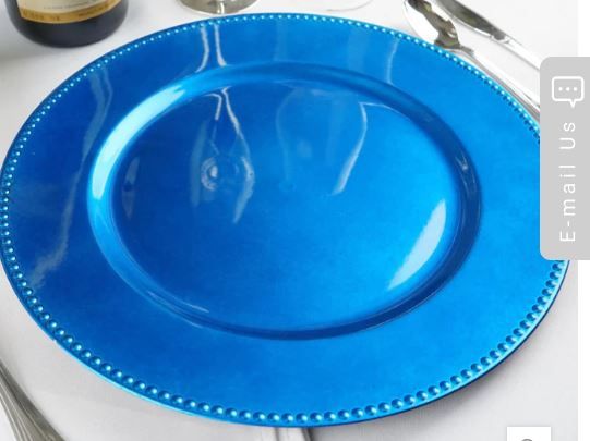 Photo 1 of 6 Royal Blue 13" Crystal Beaded Acrylic Wooden Textured Round Charger Plates