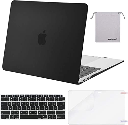 Photo 1 of MOSISO Compatible with MacBook Air 13 inch Case 2022, 2021-2018 Release A2337 M1 A2179 A1932 Retina Display Touch ID, Plastic Hard Shell & Keyboard Cover & Screen Protector, Black