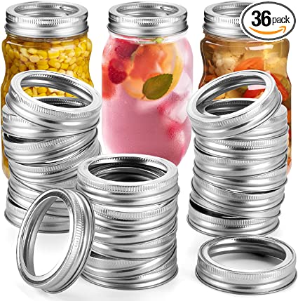 Photo 1 of 36 Pieces 70mm Mason Canning Jar Rings Replacement Metal Regular Mouth Rust Proof Screw Bands Tinplate Metal Bands Rings for Mason Canning Jar, Ball Jar, Canning Jars
