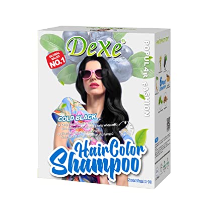 Photo 1 of 10 PCS Cold Black Hair Dye Shampoo for Gray Hair, Semi-Permanent Hair Color Shampoo for Women and Men, Herbal Ingredients and Ammonia Free, 3 in 1- 100% Grey Coverage DEXE(2 Fl oz *10)
