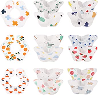 Photo 1 of Cotton Baby Bibs,15-Pack 360? Rotate Soft Baby Bib Drooling Bibs for Girls and Boys, Waterproof Absorbent and Adjustable Bib Set
