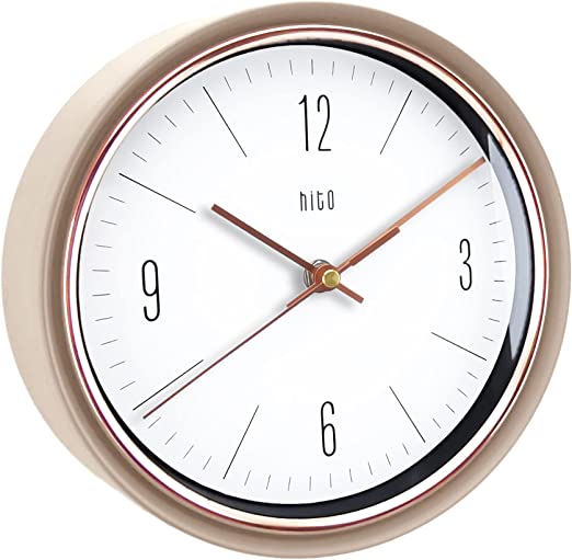 Photo 1 of  Silent Non Ticking Wall Clock 9 inches Glass Front Cover Sweep Movement Decorative for Kitchen, Living Room, Bedroom, Nursery, Office, Classroom (Creamy White)