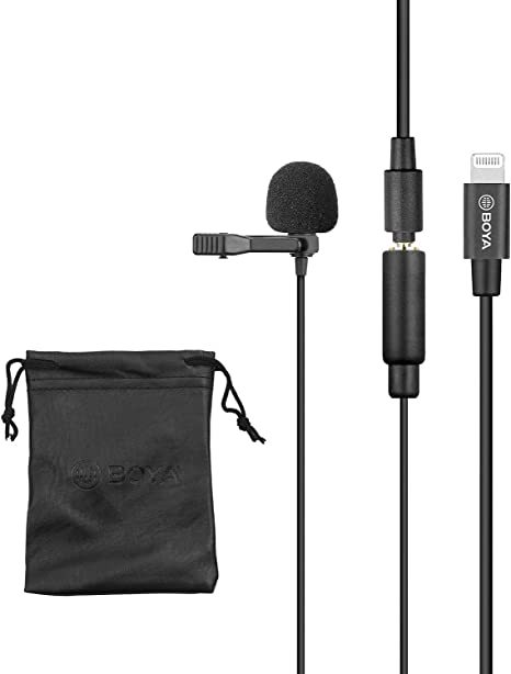 Photo 1 of BOYA by-M2 Clip-on Lavalier Microphone for iOS Devices Cardioid Lavalier Lapel Microphone with 3.5mm TRS Cable Detachable Single Head