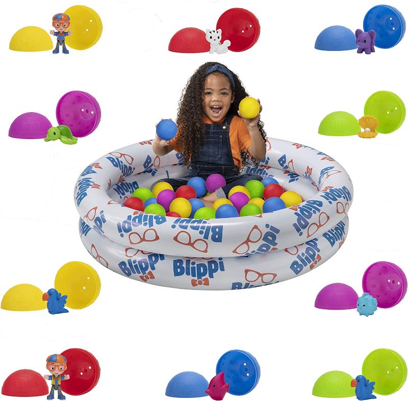 Photo 1 of Blippi Ball Pit Mystery Adventure, Featuring Portable Indoor / Outdoor Inflatable Ball Pit, 35 Plastic Balls, 10 Surprise Balls with 10 Accessories - Educational Toys for Kids - Amazon Exclusive
