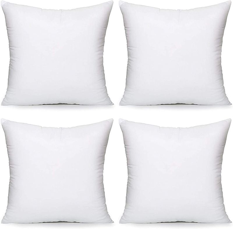Photo 1 of Acanva Throw Pillow Inserts, Euro Sham Form Stuffer with Premium Polyester Micro Fiber, Decorative for Bed, Couch and Sofa, White, 4 Count, (Pack of 1)
