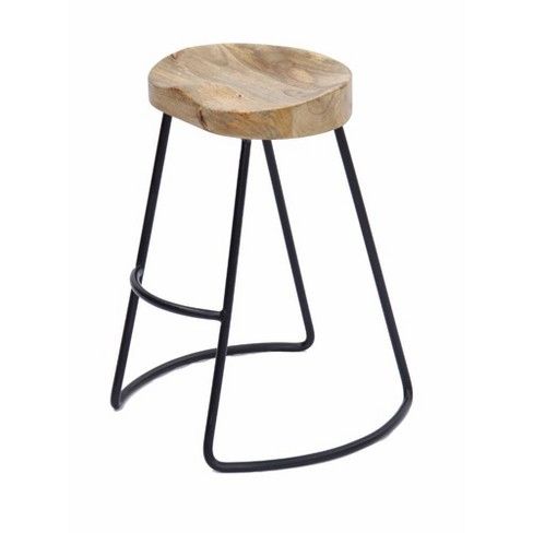 Photo 1 of Wooden Saddle Seat Barstool Brown and Black - The Urban Port

