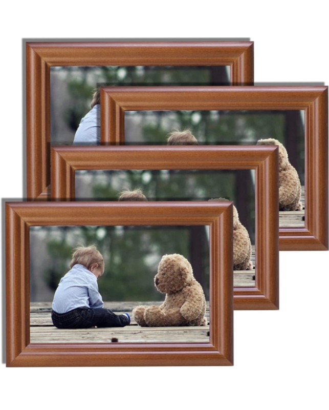 Photo 1 of 5x7 Picture Frame Brown 4 Pack Solid Wood Wall & Tabletop Photo Frames Set of 4