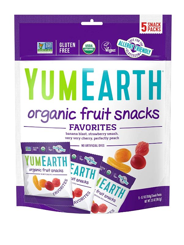 Photo 1 of YumEarth Organic Tropical Flavored Fruit Snacks, 60- 0.7oz. Snack Packs, Allergy Friendly, Gluten Free, Non-GMO, Vegan, No Artificial Flavors or Dyes
