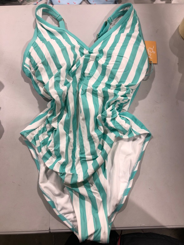 Photo 1 of Blue Striped One Piece Swim Suit 20W