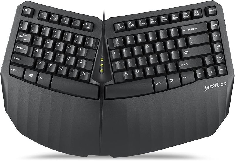 Photo 1 of Perixx PERIBOARD-413B US, Wired USB Ergonomic Compact Split Keyboard - 15.75x10.83x2.17 inches TKL Design - Black - US English
