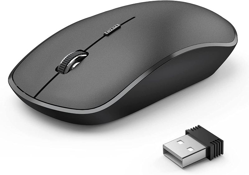 Photo 1 of Wireless Mouse for Laptop, J JOYACCESS 2.4G Ultra Thin Silent Mouse with USB Receiver, 2400 DPI Portable Mobile Optical Cordless Mouse for Laptop, Computer, MacBook,Window, Chromebook, PC-Black
