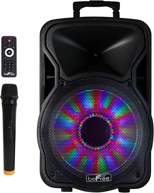 Photo 1 of beFree Sound 12 Inch 2500 Watt Bluetooth Rechargeable Portable Party PA Speaker with Illuminating Lights,Black,BFS-12 Portable Speaker
