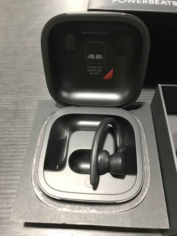 Photo 3 of 1 SIDE ONLY ------ Powerbeats Pro Wireless Earbuds - Apple H1 Headphone Chip, Class 1 Bluetooth Headphones, 9 Hours of Listening Time, Sweat Resistant, Built-in Microphone - Black - SEE PHOTOS
