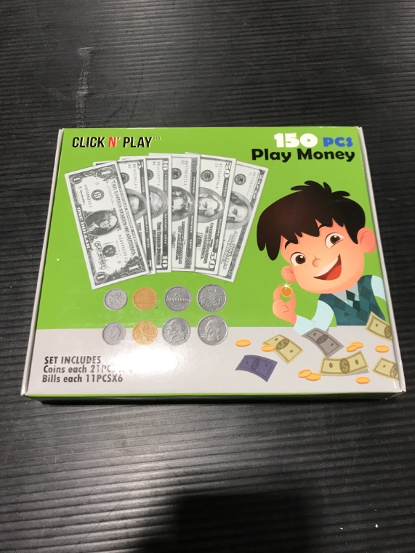 Photo 2 of Click N' Play Pretend Play Money Realistic Bills & Coins Counting 150 Piece

