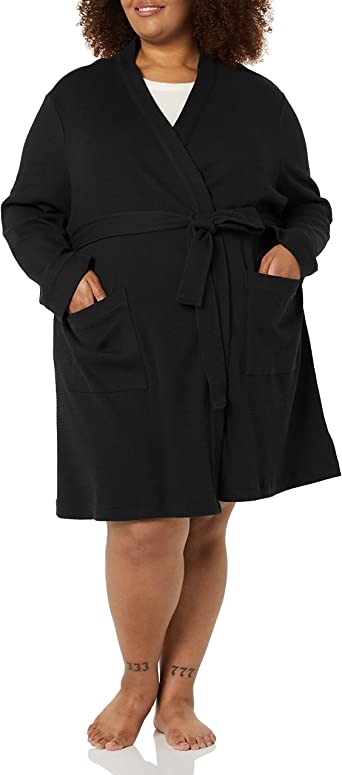 Photo 1 of Amazon Essentials Women's Lightweight Waffle Mid-Length Robe (Available in Plus Size)
S 
