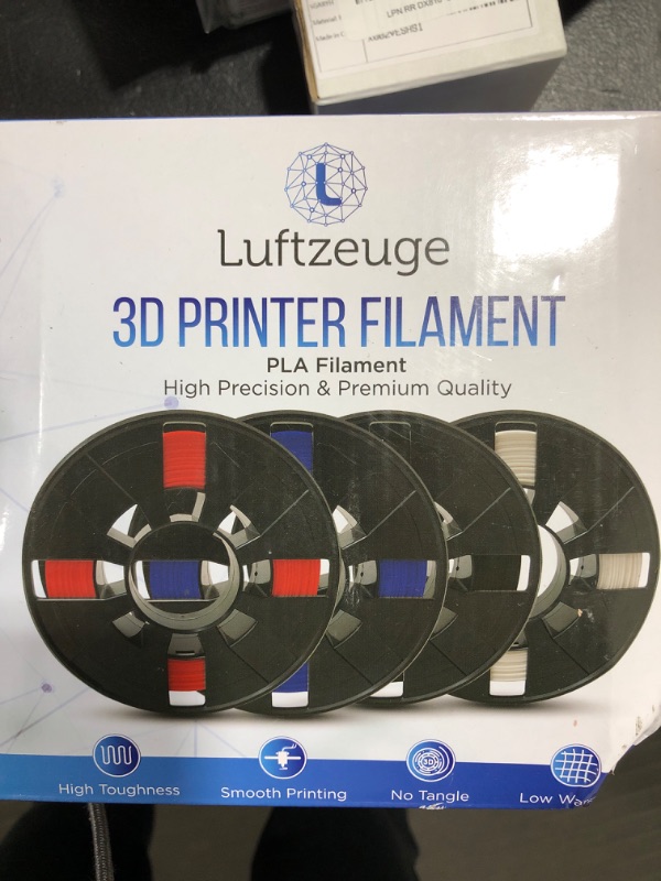 Photo 3 of PLA 3D Printer Filament Bundle - 1.75 PLA Filament 1.75mm Bundle, PLA Bundle for 3D Printers, Dimensional Accuracy +/- 0.03mm, 0.25KG Each Spool, 4 Colors Bundle, Includes Black White Blue and Red