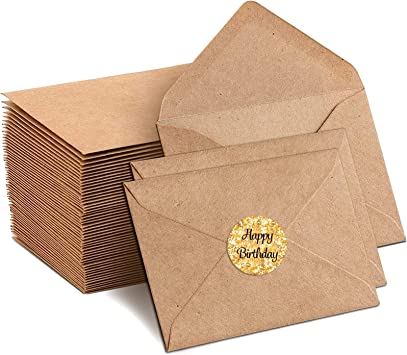 Photo 1 of 100 Pack Invitation Envelopes-A7 Brown Kraft Invitation Envelopes Used for 5x7 Cards Used for Weddings,Invitations, Baby shower, Office