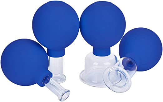 Photo 1 of 4 Pieces Glass Facial Suction Cupping Set-Silicone Vacuum Suction Massage Cups Anti Cellulite Lymphatic Therapy Sets for Eyes, Face and Body