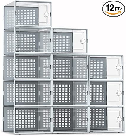 Photo 1 of 12 pack of clear plastic stackable boxes