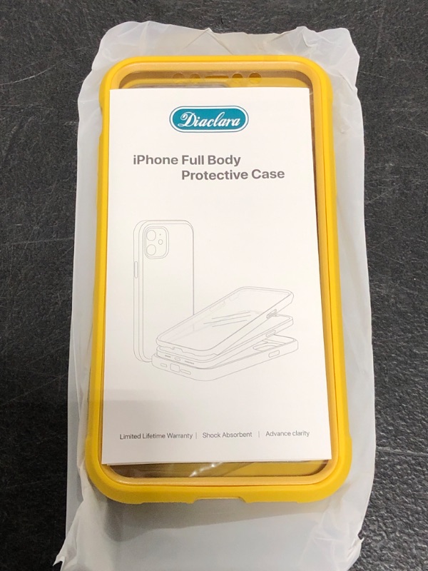 Photo 2 of Diaclara Compatible with iPhone 11 Case, Full Body Rugged Case with Built-in Touch Sensitive Anti-Scratch Screen Protector, Soft TPU Bumper Case Clear Compatible with iPhone 11 6.1" (Yellow) 