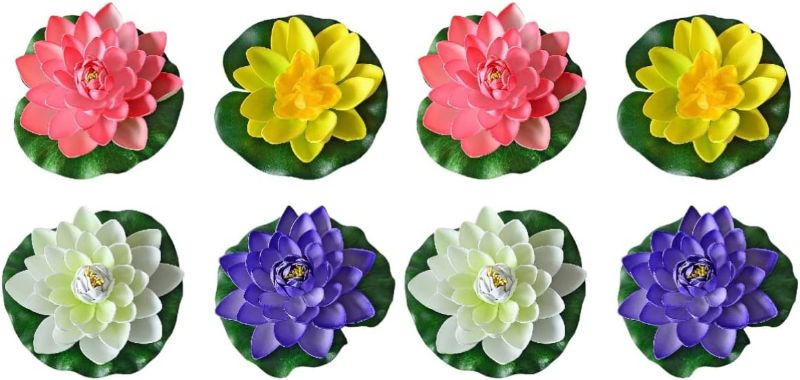 Photo 1 of  8 pcs Plastic Lotus Decoration, Battery Operated, Light Up Lotus