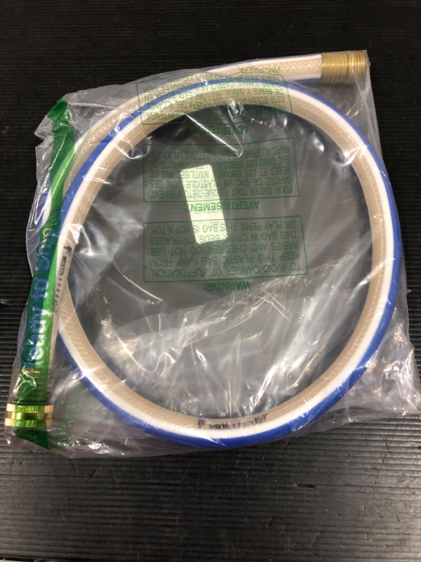 Photo 2 of Worth Garden Lead-In Short Garden Hose 5/8 in. x 2ft. No leak, Durable and Lightweight PVC Grey Water Hose with Solid Aluminum Hose Fittings