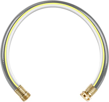 Photo 1 of Worth Garden Lead-In Short Garden Hose 5/8 in. x 2ft. No leak, Durable and Lightweight PVC Grey Water Hose with Solid Aluminum Hose Fittings