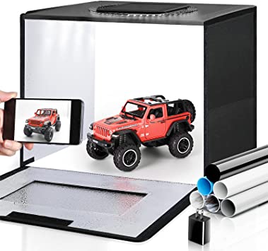 Photo 1 of lendan Portable Light Box Photography, 16"x12" Professional Dimmable Photo Box with 112 High Color Rendering Index LED Lights & 8 Color PVC Backdrops for Jewelry and Small Item Product Photography