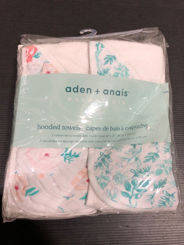 Photo 1 of aden + anais Essentials Hooded Baby Bath Towel, Super Soft 100% Cotton, 2 Pack