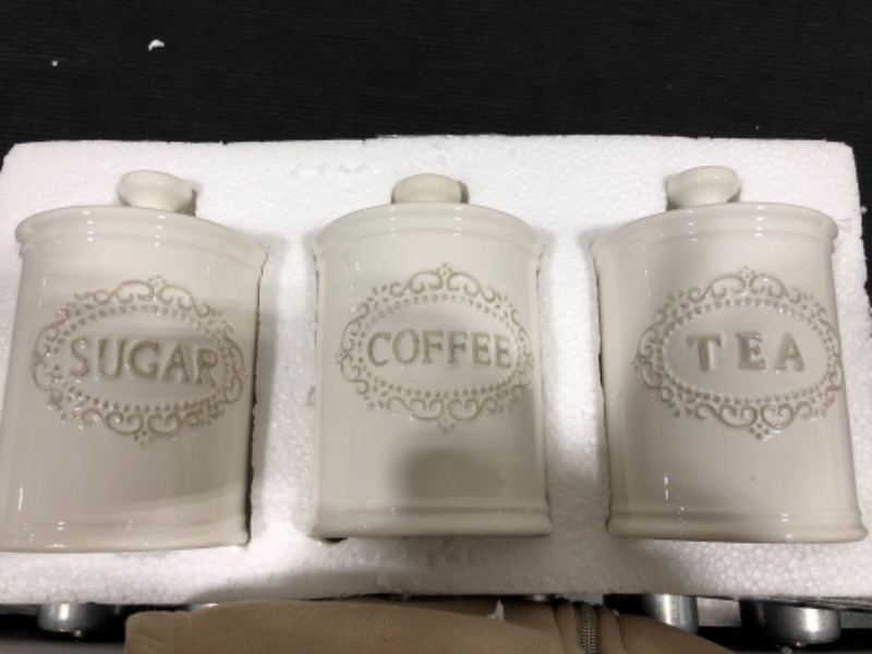 Photo 1 of 3 'SUGAR, COFEE, TEA' CERAMIC JARS 