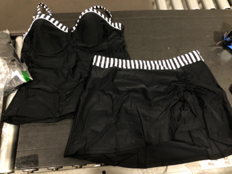 Photo 1 of 2 PIECE BLACK AND WHITE SWIMSUIT TANKINI SKIRT SET SIZE XXL