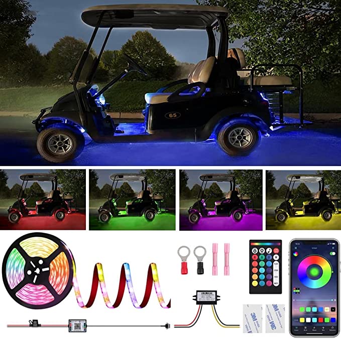 Photo 1 of  Led Lights for Golf Cart, Multi-Color Underbody Lights Waterproof Neon Accent Lighting Kit for 12V-60V EZGO Yamaha Club Car etc, Sound Active, Music Sync, Voltage Reducer Included, 16.4FT
