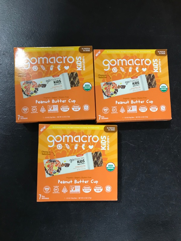 Photo 2 of 3 Pack of GoMacro Kids MacroBar Organic Vegan Snack Bars - Peanut Butter Cup (0.90 Ounce Bars, 7 Count)
