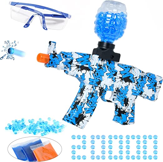 Photo 1 of CVCBSER AKM-47 Foam Blasters, Splatter Ball Blaster Automatic, with 20000+ Water Beads and Goggles, for Outdoor Activities - Shooting Team Game (Blue)
