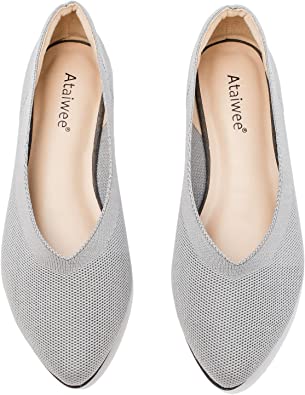 Photo 1 of Ataiwee Women's Wide Width Flat Shoes, Plus Size Casual Pointy Toe Slip on Wide Ballet Shoes. Size 11