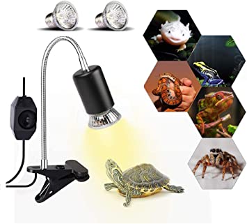 Photo 1 of 75W Reptile Heat Lamp, Turtle Heating Light UVA UVB Temperature Adjustable 360°Rotatable Clip Basking Lamp for Amphibian Reptile Turtle Lizard Snake (Heat Light with 2pcs 75W Bulb)