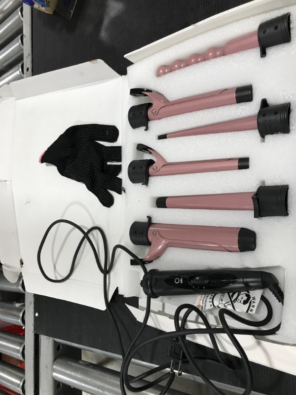 Photo 2 of 6-IN-1 Curling Iron, Professional Curling Wand Set, Instant Heat Up Hair Curler with 6 Interchangeable Ceramic Barrels (0.35'' to 1.25'') and 2 Temperature Adjustments, Heat Protective Glove