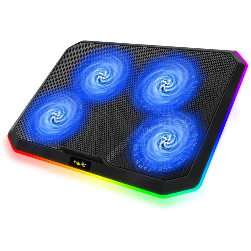 Photo 1 of HAVIT HV-F2076 Gaming Laptop Cooling Pad for 12-17 Inch Laptop with 4 Quiet Fans & RGB Backlight