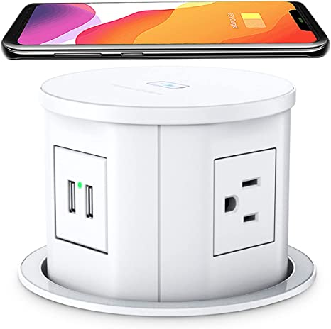 Photo 1 of 4.7inch Pop Up Socket, Pop Up Outlet for Countertop, Retractable Recessed Power Strip with 15W Wireless Charger 4 Outlet 2 USB-A Ports Pop Up Power Outlet for Table Workbench Nightstand (White)
Brand	ANNQUAN
Color	White
Total Power Outlets	4
Voltage	125
S