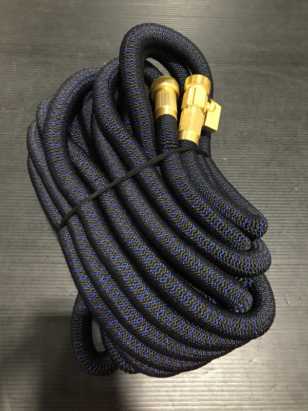 Photo 1 of 100ft Expandable Garden Hose Retractable Hoses with 10 Function Nozzle Lightweight Extra Strength Fabric and 4-Layer Latex Core, 3/4" Solid Brass Fittings, Collapsible
