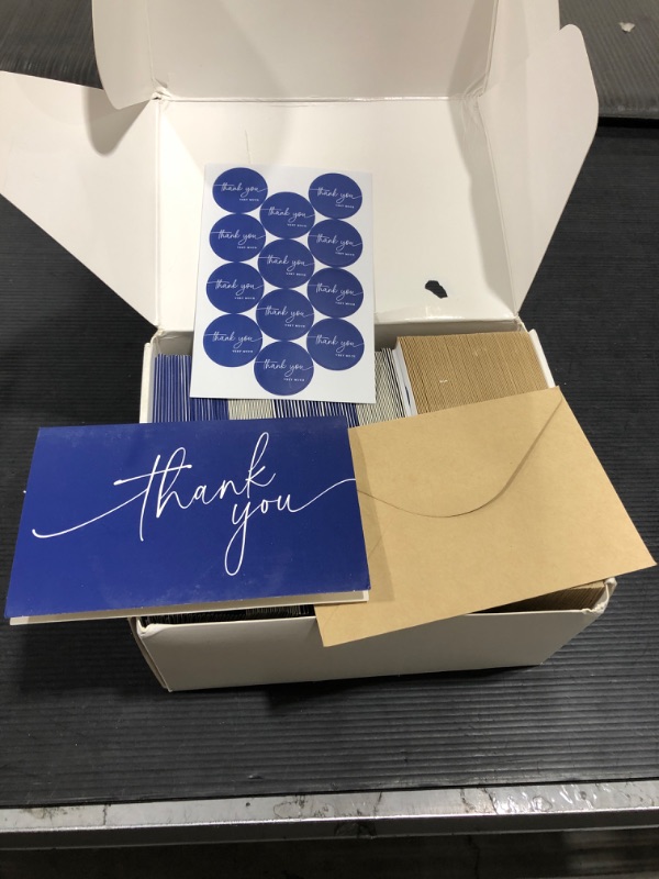 Photo 3 of Thank You Cards with Kraft Envelopes and Matching Stickers, Bulk Pack of 100, 4x6 Inch Navy Blue Professional Looking | Suitable for Business, Baby Shower, Wedding, Small Business, Graduation, Bridal Shower, Funeral https://a.co/d/8tQ21au