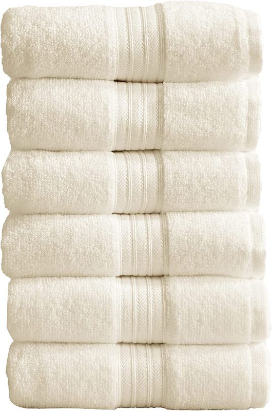 Photo 1 of 6-Pack Hand Towel Set. 100% Cotton Hand Towels for Bathroom. Absorbent Quick-Dry Bathroom Hand Towels for Home. Cooper Collection. (Hand Towels, Ivory)
