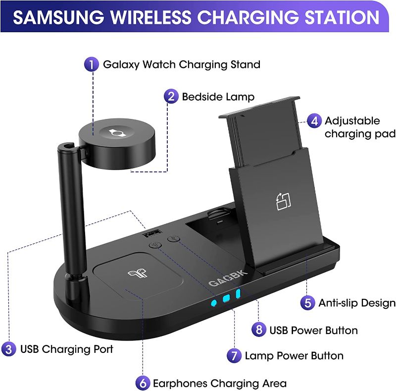 Photo 1 of Samsung Wireless Charger, 3 in 1 Flodable Wireless Charging Station for Samsung Galaxy S22/S21/S20 Ultra, Z Flip, Z Fold, Samsung Watch Charger for Galaxy Watch 5/4/3/Active 2, Galaxy Buds 2/Pro/+
