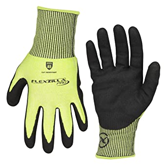 Photo 1 of Flexzilla Pro Cut Resistant Sandy Nitrile Dip Gloves SIZE  XL / BLACK 